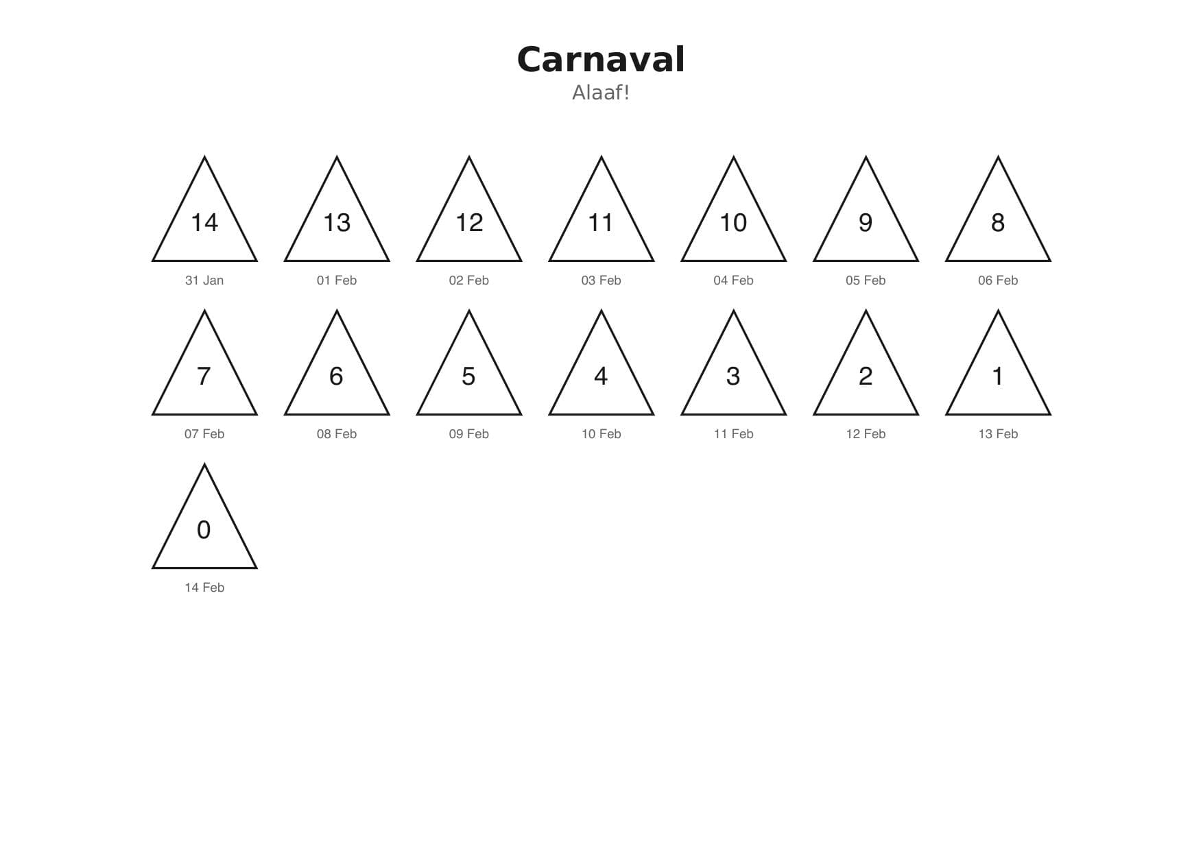 Aftelkalender carnaval alaaf met driehoekjes