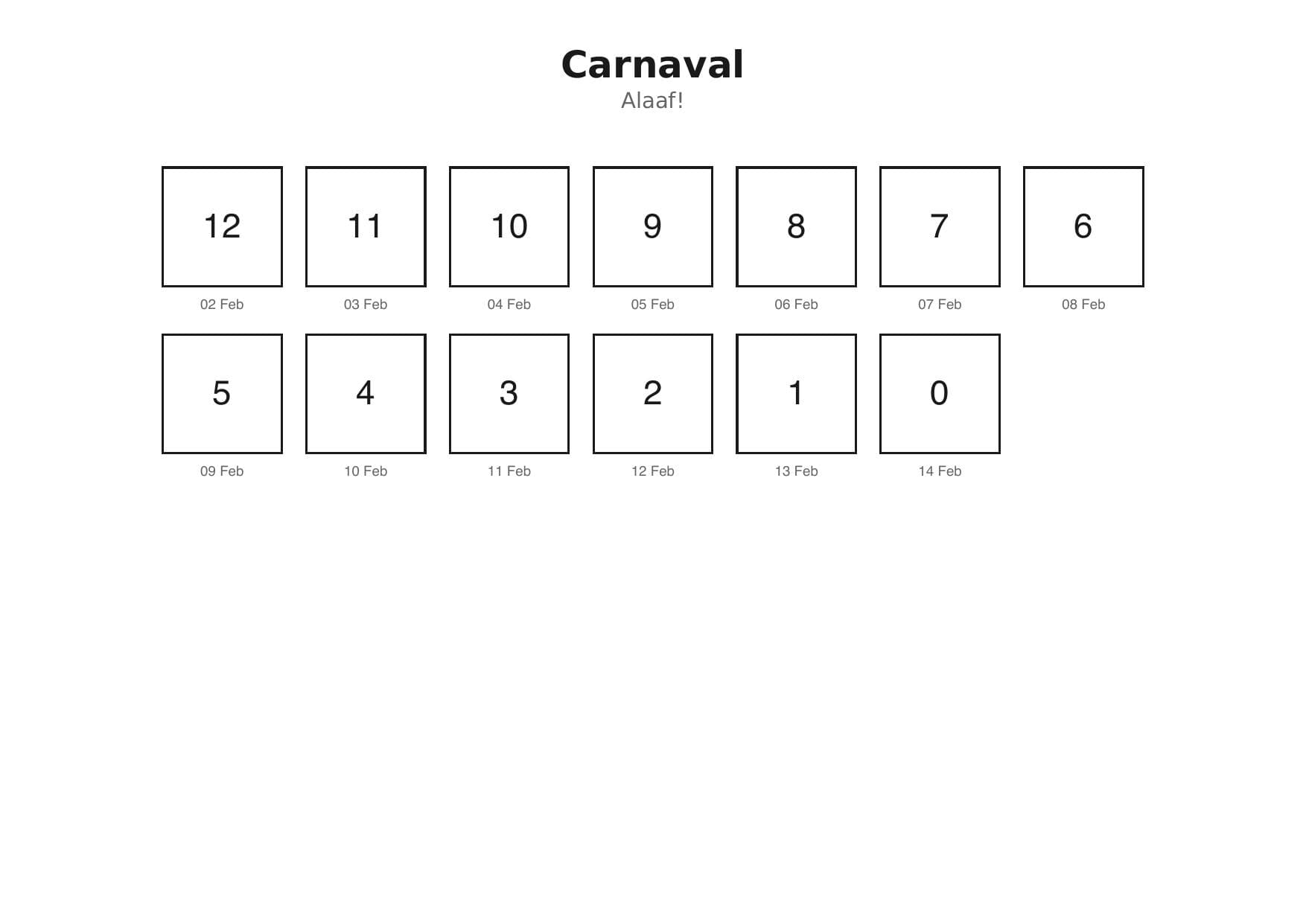 Aftelkalender carnaval met vierkantjes