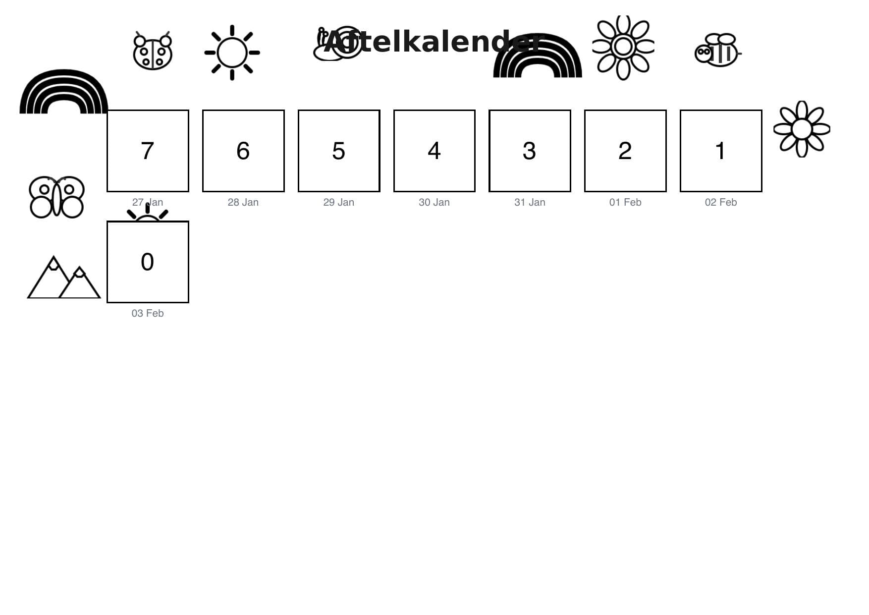 Aftelkalender met eigen doodles en vierkantjes